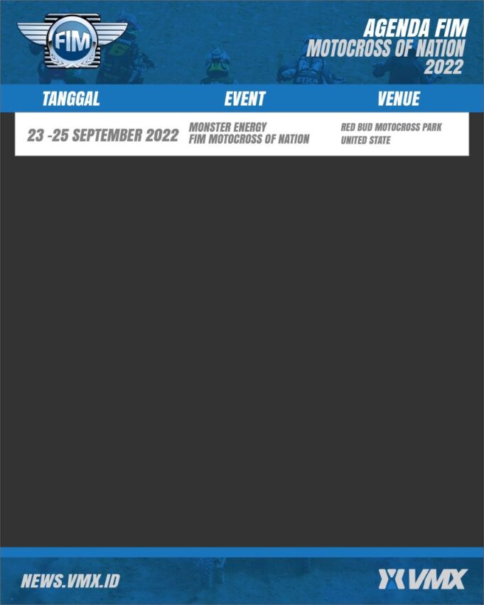SCHEDULE EVENT FIM MOTOCROSS OF NATIONS 2022 | VMX Indonesia