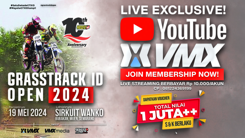 Mau Voucher Belanja Rp1 Juta, Cuma dengan Bayar Rp10 Ribu? Join Membership di Live Streaming YouTube VMX.ID untuk Event Grasstrack.id Open 2024
