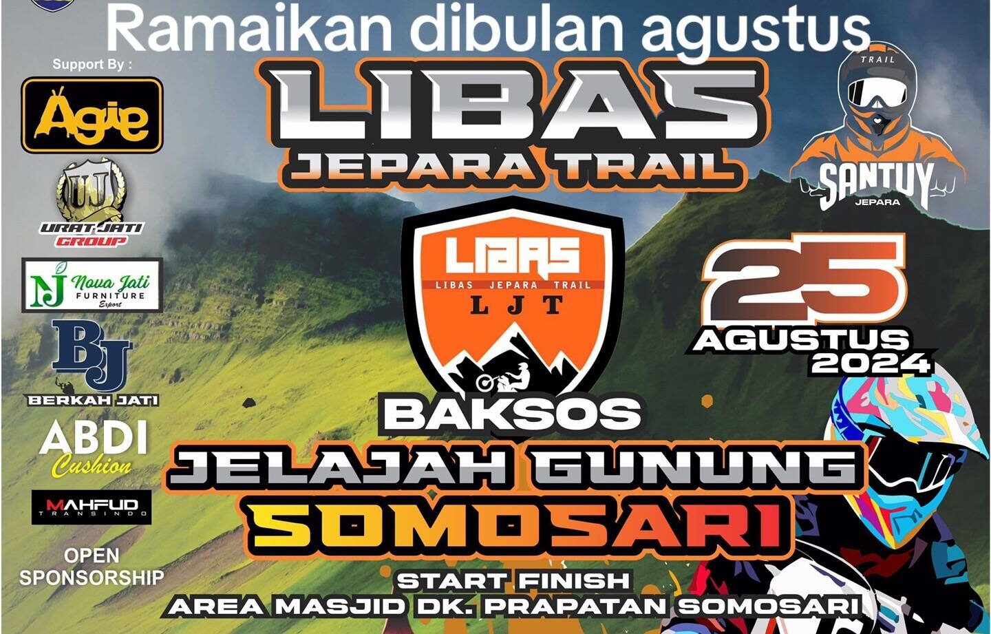 Jalur 100% Baru Melintasi Gunung Somosari Sekaligus Infak Renovasi Masjid, Ayo Ikuti Event Libas Trail Jepara