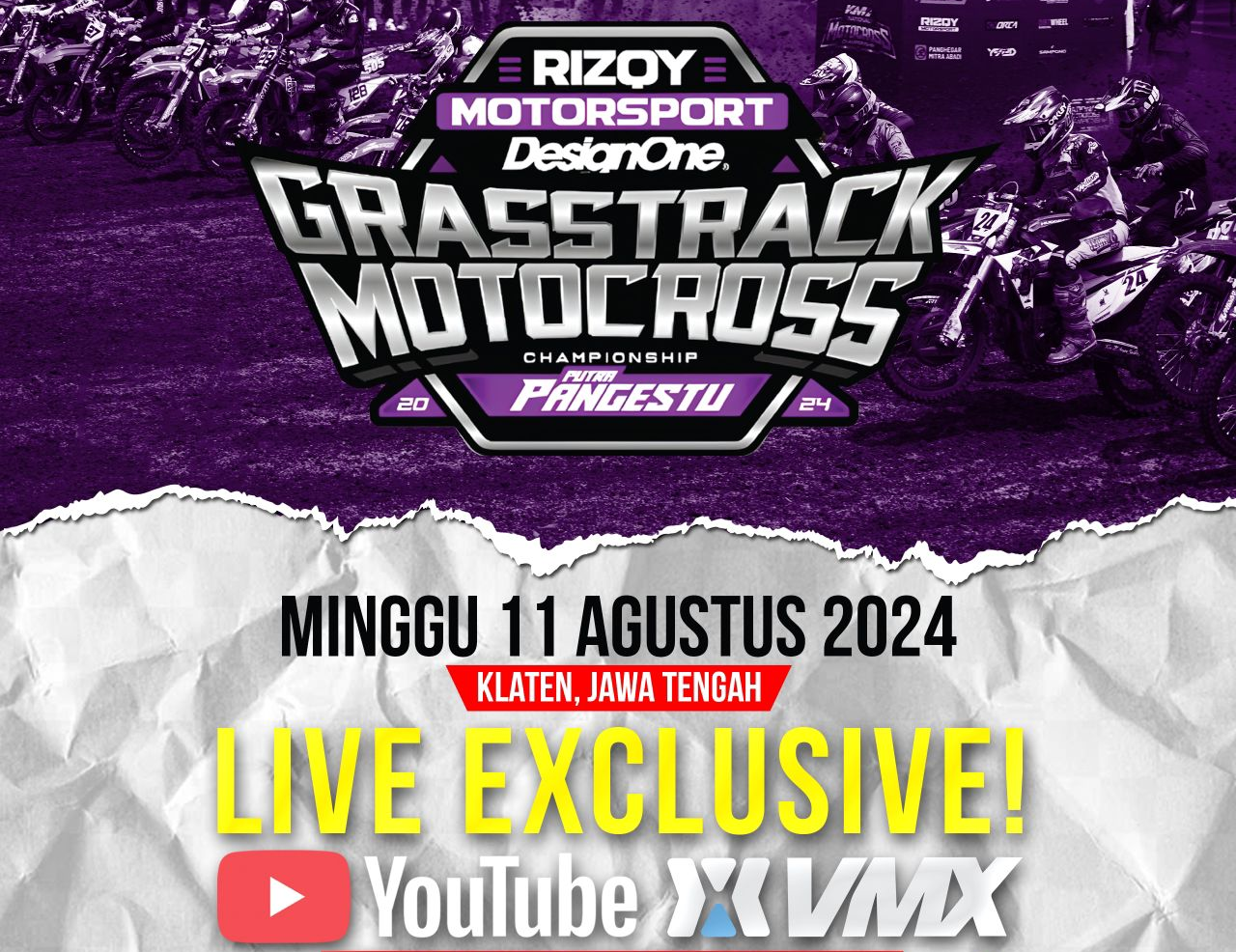 Tersisa 3 Hari Lagi untuk Nonton Live Streaming  Grasstrack & Motocross Championship 2024 di Klaten, Ayo Join Membership YouTube VMX.ID