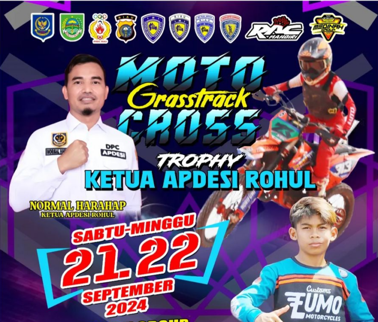 Dihadiri Bocah Ajaib, M. Athar Alghifari, Yuk Ramaikan Trophy Ketua Apdesi Rohul Motocross Grasstrack 2024!