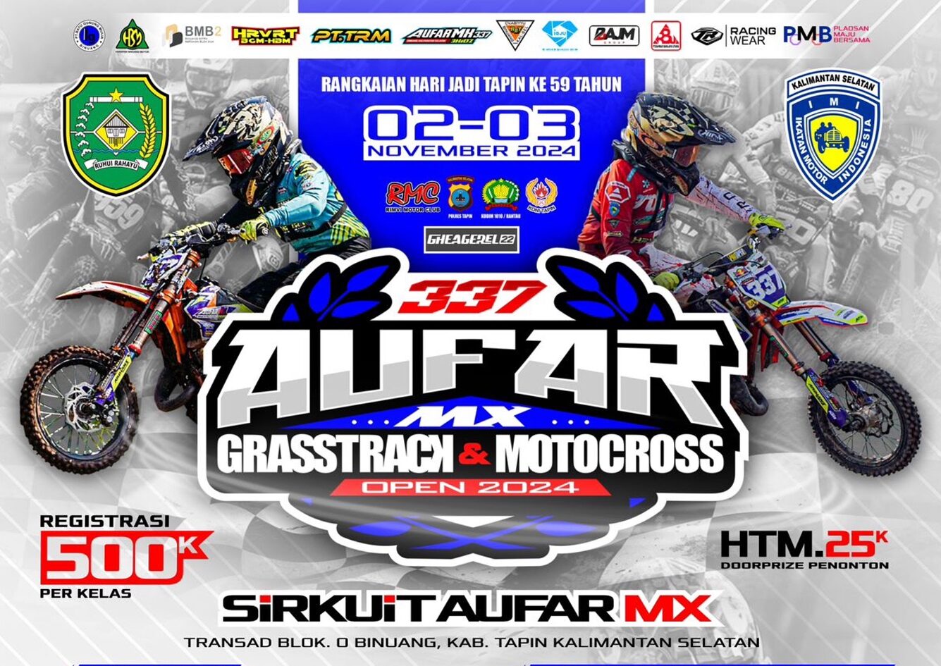 Para Pembalap Top Nasional Kumpul di Tapin Kalimantan Selatan untuk Adu Cepat di AufarMX337 Grasstrack & Motocross Open